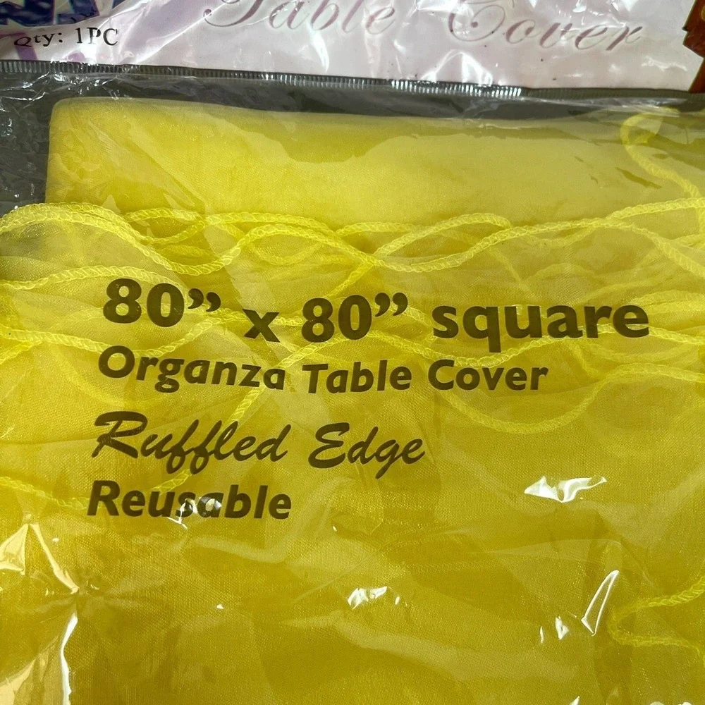 Natural Star Inc. NST Organza Table cover Ruffled Edge Yellow 80